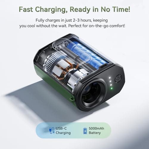 Guffawz 18000RPM High Speed Portable Waist Fan, Mini Body Cooling Fan with 4-Speed, Brushless Motor, 5000mAh Rechargeable Belt Clip fan for Outdoor, Indoor, Worksite, and Travel - Thumbnail 5