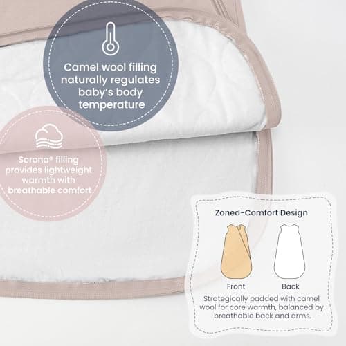 Kaiya unisex baby sleeping bag, 1.0 TOG, organic cotton sleeveless onesie sleeping bag, wearable baby blanket. - Thumbnail 3