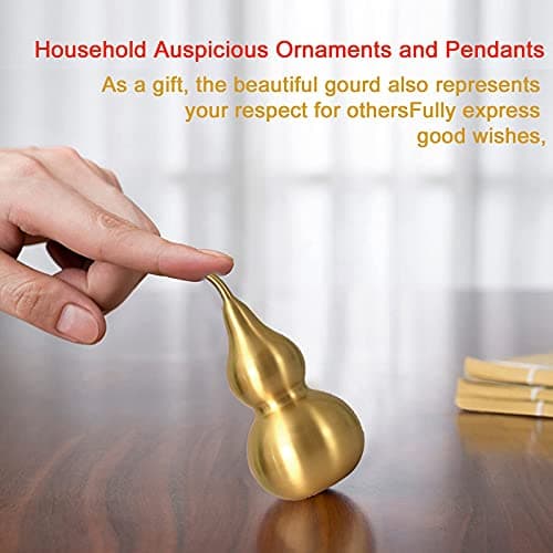 Hanging Decoration Good Luck Wu Lou Gourd,with Tassel for Housewarming Statue Charm Amulet Home Decor,3.18 inch Tall,Full Brass, Hu Lu Bring You Wealth Peaceful, Safty, Healthy,Success - Thumbnail 4