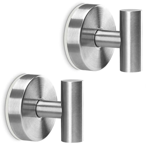 MNGD Towel Hooks Shower Suction Hook Towel Hanger for Bathroom Hanging Coat, Robe, Removable Wall Mounted Hook for Bedroom Kitchen Hotel Pool Brushed Nickel(2-Pack)
