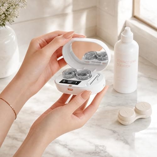 Neliangia Ultrasonic Contact Lens Cleaner Machine, Vibration Contact Lens Cleaner Case with Digital Timer, Portable Sonic Contact Lenses Cleaner Machine Fit Disposable Soft, Colored & RGP Lenses - Thumbnail 6
