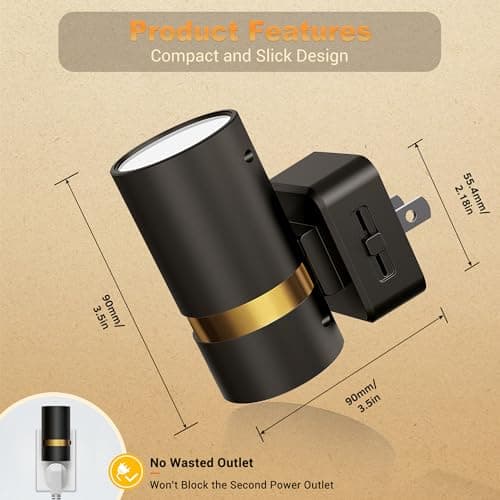 JandCase Night Lights Plug into Wall, Automatic Night Light with Dusk to Dawn, 2 Pack 0-100LM Dimmable Plug in LED Nightlight 3000K Soft Warm for Bedroom, Hallway, Stairs - Thumbnail 4