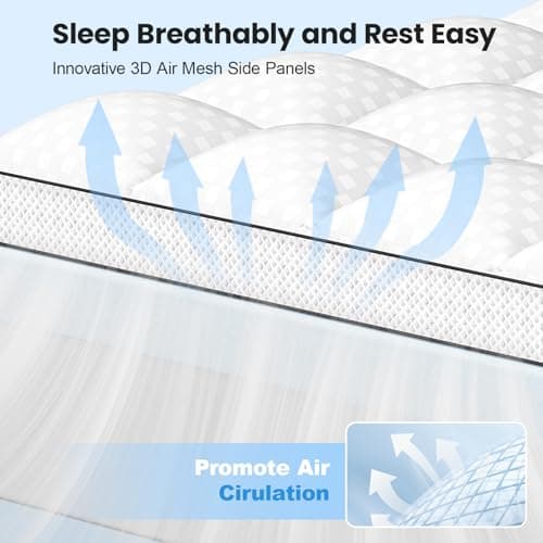 Easthome Twin Size Dual Layer 4 Inch Memory Foam Mattress Topper, 2 Inch Gel Memory Foam and 2 Inch Pillow Top Mattress Pad Cover, Thick Soft Bed Topper Medium Support for Back Pain, White - Thumbnail 3