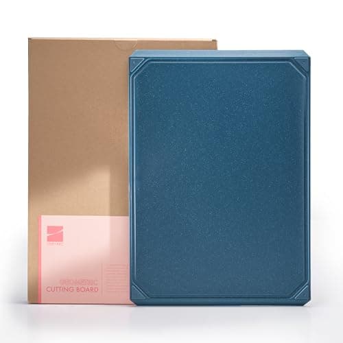 LINE+ARC Cut & Serve Board (Teal) — BPA-Free Geometric Cutting/Charcuterie Board — Dishwasher Safe Dual Sided Chopping Non-Slip Juice Groove Modern Knife-Friendly Cute Kitchen Plastic Blue - Image 1