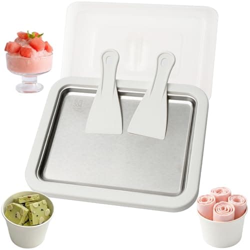 Rolled Ice Cream Maker Kit, At Home Ice Cream Roller Maker Machine with Instant Freeze Tray with Lid & 2 Spatulas, roll ice cream maker for Family Activities, Frozen Yogurt Machine - Image 1
