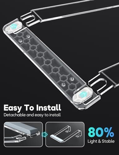 JCZT Clear Acrylic Laptop Stand for Desk, with Wrist Rest, Ergonomic Detachable Mount Compatible with 10-17'' All Laptops Such as MacBook Air Pro/HP/Dell/Lenovo - Thumbnail 6