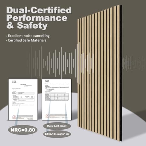 Acoustic Wall Panels, 2 Pack Wood Slat Wall Panel, Soundproof Wall Panels, 3D Textured Wall Decor for Ceiling and Wall, 47.2" x 23.6", in Oak Finish - Thumbnail 3