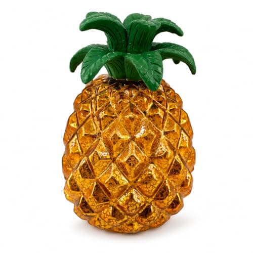 Mercury Glass Pineapple Lamp 7 Inch, Battery Operated LED Pineapple Light with Flashing & Steady Modes, 6-Hour Timer, Tropical Table Decor for Home, Bedroom, Tiki Bar, Coastal Decor Gift