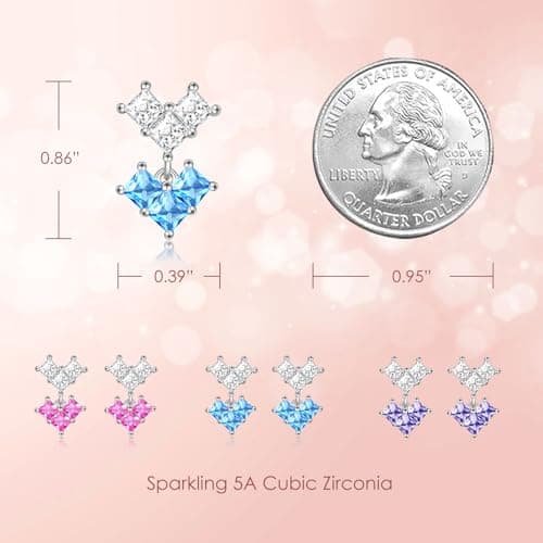 CAPIROSA Love Heart Crystal Earrings Stud S925 Sterling Silver with Zirconia, Anniversary Birthday Jewelry Gifts for Women - Thumbnail 5