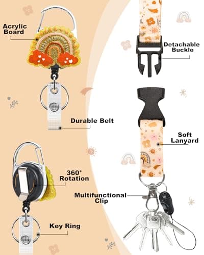 JroyJoy ID Badge Holder with Lanyard & Heavy-Duty Retractable Reel – Bohemian Design, Infused with Nature & Freedom, School ID Badge, Name Card, Work ID for Nurses, Teachers, Students, Workers - Thumbnail 4