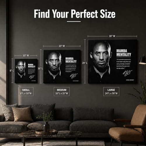 VYPEROCK Kobe Bryant Motivation Painting Wall Art Mamba Mentality Philosophy Poster and Print, Life Slogen Wall Art Quotes Decor Canvas for Boy's Room Bedroom Home Decor, 16x20inch - Thumbnail 4