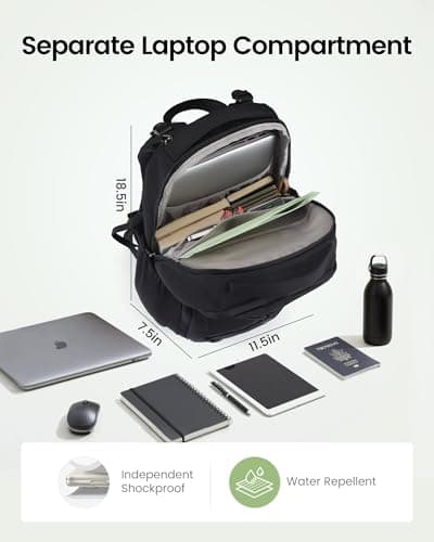 LOVEVOOK Everyday Laptop Backpack for Women & Men With Giant Tumbler Holder,15.6 Inch Classic Travel Work College Teacher Carry on Backpack Purse,Waterproof Computer laptop Bag Hiking Backpack,Black - Thumbnail 4