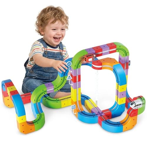 Innovakids Electric Train Sets Racer Track, 121 PCS DIY Cubes Anti-Gravity Klick Rail 3D Infinity Track, STEM Traffic Blocks Trainset Gifts Toys for 3+ Years Old Kids(2 Trains + 67 Tracks + 52 Others) - Image 1
