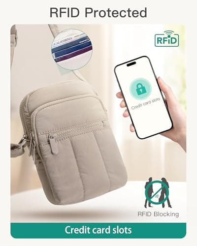 Gitus Mini Crossbody Bags for Women Puffer Cross Body Purses Small Travel Cell Phone Bag with RFID Blocking Card Slots Gifts for Women Mother Mum (Beige) - Thumbnail 4