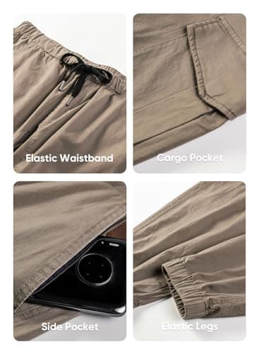 JMIERR Men's Fashion Cargo Pants - Casual Cotton Tapered Stretch Twill Chino Athletic Joggers Sweatpants Lightweight Drawstring Workout Trousers Travel Pants with Pockets for Men, US 34(M), A Grey 1 - Thumbnail 5
