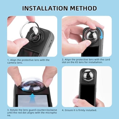 Flymile Insta 360 X5 Premium Lens Guard + 2 Pack Screen Protector Accessories Bundle, 10H Transparency Tempered Glass Film Lens Cover for Insta360 X5 Protective Kit Anti-scratch Camera[Bubble Free] - Thumbnail 4