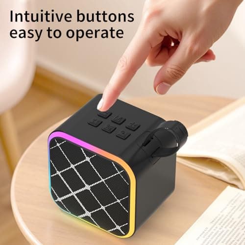 Mini Portable Karaoke Machine with 2 Wireless Mic,Home Karaoke System for Kids,Travel/Birthday Parties/Holidays,Bluetooth Speaker with Carry Handle,Ideal for Ages 3-12 - Thumbnail 4