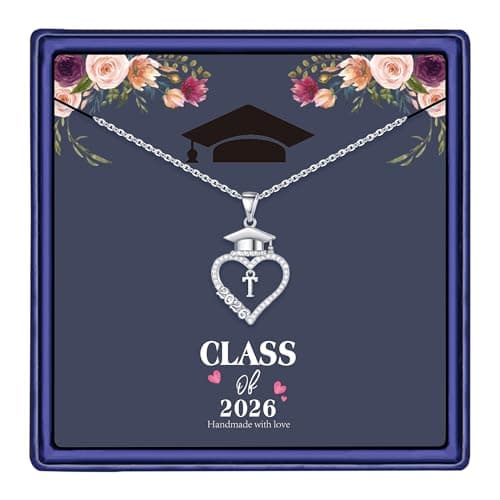 M MOOHAM 2026 Graduation Gift for Her, 14K White Gold Plated Graduation Cap Necklaces Initial T Graduation Necklaces Class of 2026 High School College Graduation Gifts