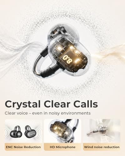 Sanag S6SUltar Open Ear Headphones Bluetooth 6.0, Clip On Earbuds 42H Playtime, IPX7 Waterproof Wireless Earphones with App, Lightweight for Running Gym Sports Cyclin (Black) - Thumbnail 6