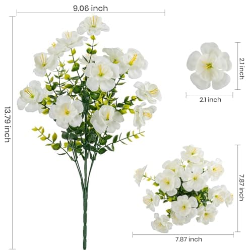 Lnoicy 16 Bundles Realistic Artificial Camellia Flowers for Outdoor, UV Resistant Faux Lifelike Fake Flowers for Home Decor, Wedding, Centerpiece（White） - Thumbnail 2