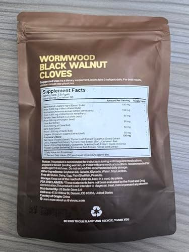 18-in-1 Black Walnut Wormwood Cleanse for Humans, 80 Day Supply, Serving, Rapid Gut Cleanse & Digestive Health with Clove, Garlic, Turmeric, Pumpkin Seed, Oregano, Berberine & More 240 Softgels - Thumbnail 3