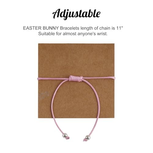 Eaciy Easter Bracelets Basket Stuffers Gifts for Girls Kids - 5 PCS Adjustable Bunny Rabbit Bracelet Christian Gift with Card - Thumbnail 5