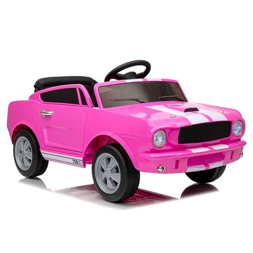 Garvee Ride on Licensed Shelby GT350, 12V Ride on Toys for Toddlers with Remote Control, Licensed Ford Shelby Kids Electric Vehicle with Safety Belt, 2 Speeds, Headlight, Upgraded Panel, Pink