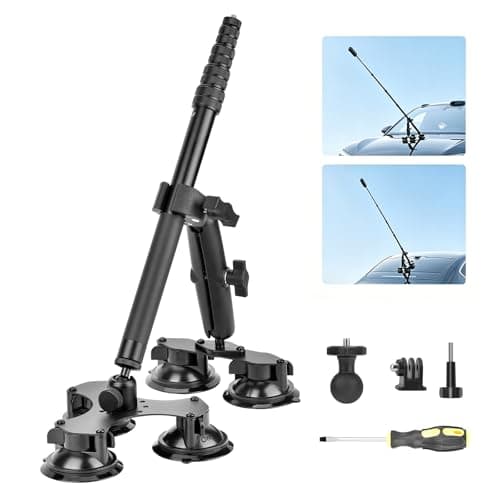 BRDRC Suction Cup Car Mount for Insta 360 X5 X4, Window Windshield Mount Kit with 1.5M Extension Pole Selfie Stick for Insta360 X5 X4 X3 X2 X ONE RS R Go 3S Ultra Ace Pro 2, for GoPro Accessories - Image 1