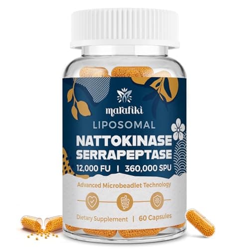 Marafiki Liposomal Nattokinase Supplement 12,000 FU with Serrapeptase 360,000 SPU, Multi Enzyme Complex with Vitamins, Minerals & Inulin for Circulation & Flow - 60 Veggie Capsules - Image 1