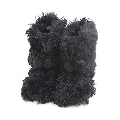 Forfoot Womens Slippers, Soft Plush Fuzzy House Slippers for Women Warm Cozy Indoor and Outdoor Black Slipper Boots Size 10-11 - Image 1