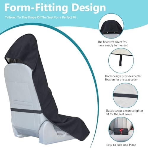 Teuaktty Car Seat Covers Universal Car Protective Front Seat Covers Washable Non-Slip Seat Protectors for Gym Workouts,Waterproof and Sweatproof Towel Seat Covers for Cars,Trucks, Jeeps (Black) - Thumbnail 6
