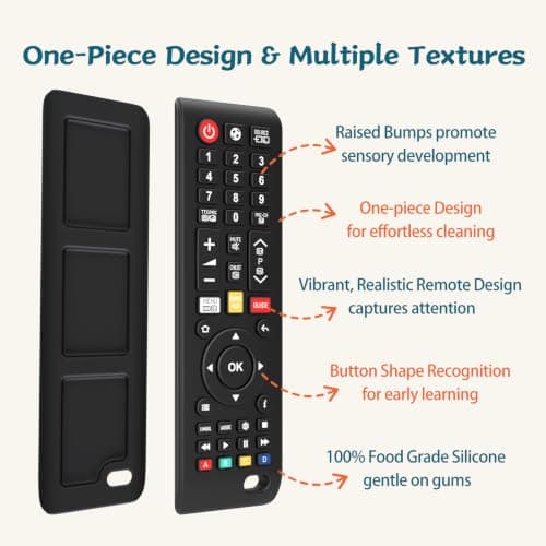 Wenobby Baby Teething Toys, Food Grade Silicone Teether Toys,Chew Toys for Babies 3-24 Months, Upgraded TV Remote Control Shape Teething Relief for Infants - Thumbnail 5