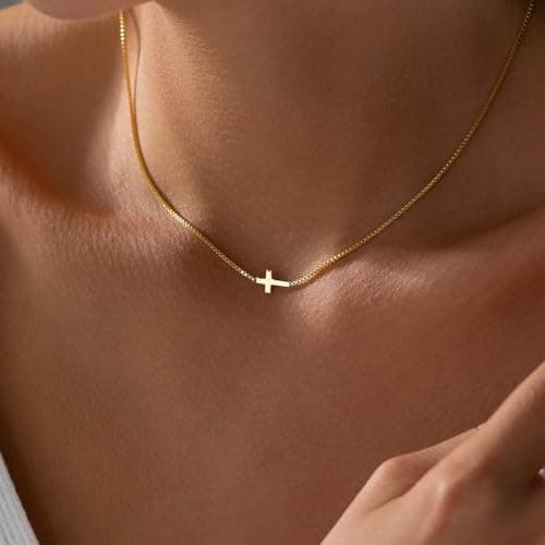 JNZSSWHJJH Gold Cross Necklaces for Women - 18K Gold Plated Cross Necklace Dainty Gold Necklace for Women Trendy Gold Jewelry Easter Basket Essentials Stuffers Christian Religious Christmas Gifts - Thumbnail 5