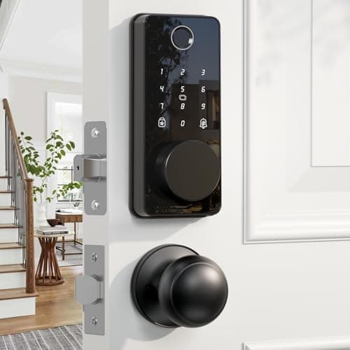 Keyless Entry Door Lock with 2 Knobs, Biquole Fingerprint Keypad Deadbolt, Smart Deadbolt for Front Door Lock Set, Auto Lock, One-time Codes, Easy to Install, App Control - Image 1