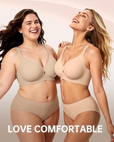 LetsJoli Jelly Bras for Women No Underwire Wireless Bras with Support and Lift for Daily Comfort Lounge Sleep Tshirt Bras (Nude 3XL) - Thumbnail 6