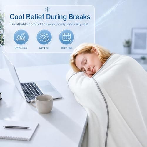Twin XL Size Cooling Blanket for Hot Sleepers - Lightweight Breathable Cool Cold Blanket - Keep Cool for Night Sweats, Soft Thin Ice Blankets for Bed Couch Sofa, (White, 60"x90") - Thumbnail 6