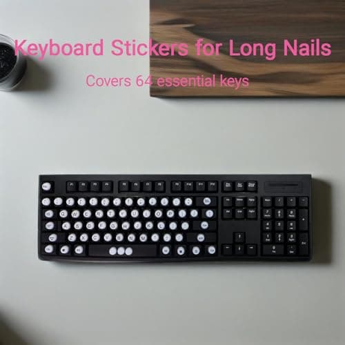 Keyboard Sticker for Long Nails with Letters: 64 Pcs Keyboard Bubbles for Long Nails - Reusable Adhesive Protective Type Long Nail Keyboard Stickers, Antistatic, Compatible for Gaming/PC/Laptop - Thumbnail 3