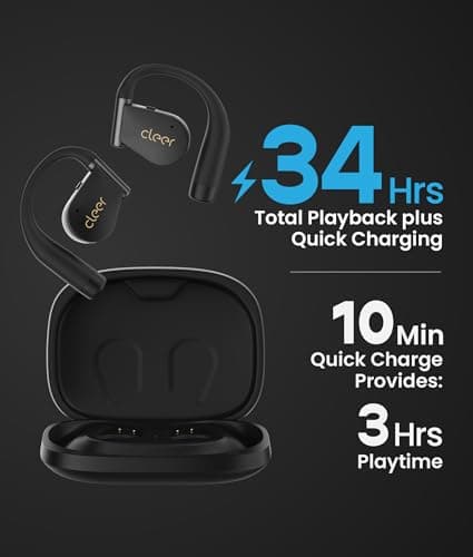 Cleer ARC 4 Plus Open Ear Earbuds,True Wireless Bluetooth Earphones with Dolby Audio and Head Tracking, Earhook Earbuds with 34H Playtime, IPX7 Waterproof Sports Headphones for Workout, EQ, Black - Thumbnail 5