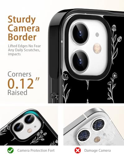 Sholbrak [3 in 1 Designed for iPhone 11 Case Cute White Flower Pattern Shockproof Protective for Women Girls Boy Phone Case Cover 6.1" Screen Protector + Camera Lens Protector【6.6ft Drop Protection】 - Thumbnail 5