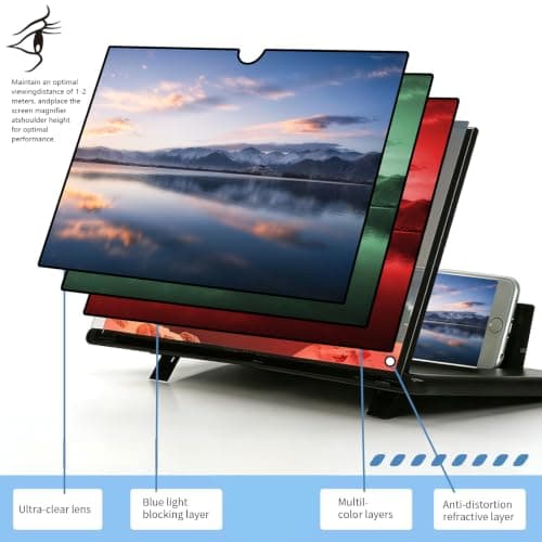 KUVPIUS 18Inch Phone Screen Magnifier, Pull-Out Type Big Screen Magnifier for Cell Phone, Portable Mobile Phone Amplifier for Watching Video and Shows - Thumbnail 2