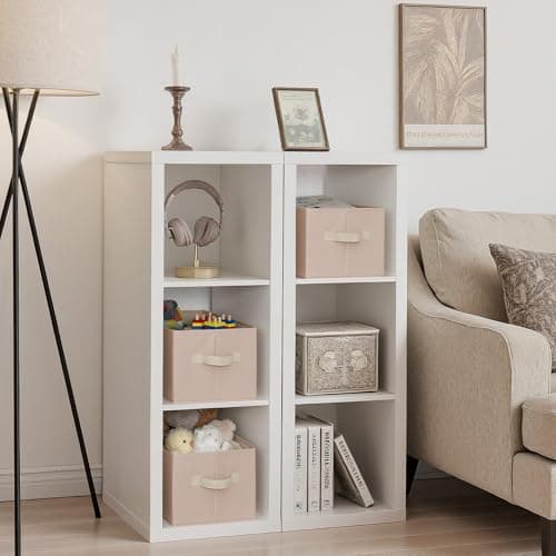 StorageWorks Closet Organizer Storage Baskets, Fabric Storage Bins for Shelves, Closet Organization and Storage Basket, Organizer Bins, Light Brown, 3-Pack, Large - Thumbnail 2