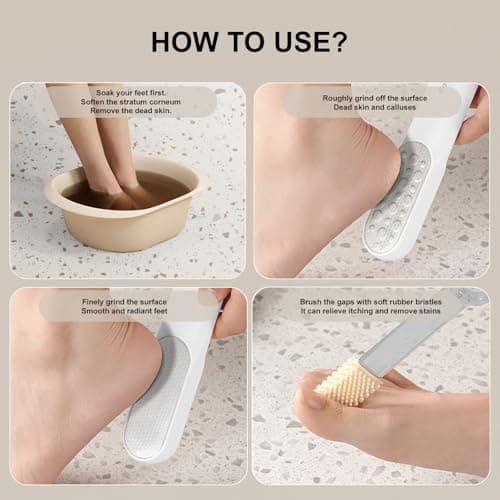 VISDOLL Double-Sided Stainless Steel Foot File, Foot Callus Remover & Foot Scrubber, Professional At-Home Pedicure Tool for Dry & Wet Feet, Hard Skin & Corn Remover, White (Home Salon Use) - Thumbnail 6