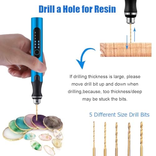 Resin Polishing Tools Kit,Electric Resin Drill Kit,Rotary Pen & Deburring Tool 3D Printing for Keychain Making,Jewelry Art,Resin Duberring, Drilling,Polishing,Engraving,DIY - Thumbnail 5