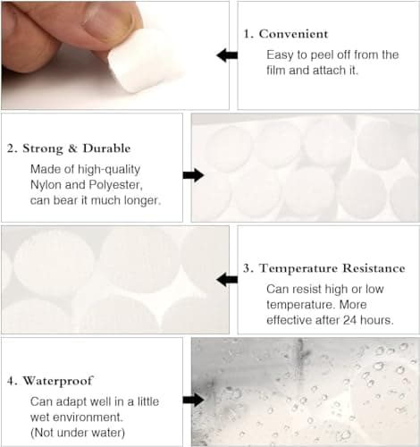 Hompie 400pcs (200 Pair Sets) 15mm Diameter Sticky Back Hook, Self Adhesive Dots Loop Tapes for DIY Crafts Office Classroom (White) - Thumbnail 3