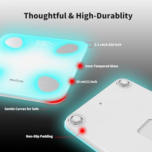 Scale for Body Weight, Digital Weight Scale with Color-Changing, Most Accurate to 0.2lb, Bluetooth Bathroom Scale with Bmi, Body Fat, Muscle Mass, 18 Body Composition Analyzer Sync App, 400 lbs-White - Thumbnail 5