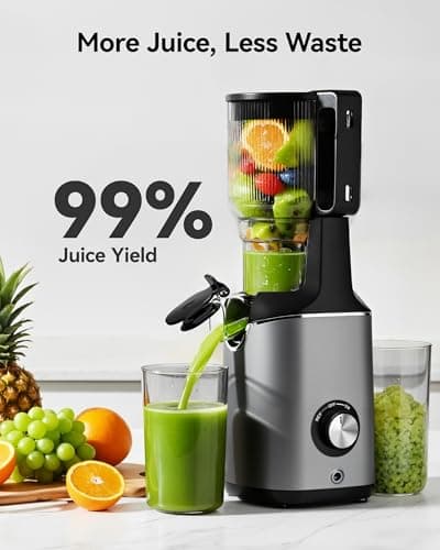 Cold Press Juicer, EUHOMY 5.8" Wide Feed Chute Juice Extractor Machine with 400W, High Juice Yield, Slow Masticating Juicer for Whole Vegetables & Fruits, Deep Silver - Thumbnail 4