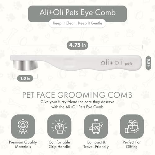 Ali+Oli Pets Eye Comb for Dogs & Cats – Fine Tooth Tear Stain Remover Comb – Pet Face Grooming Comb for Removing Eye Gunk, Debris & Tear Stains - Thumbnail 3