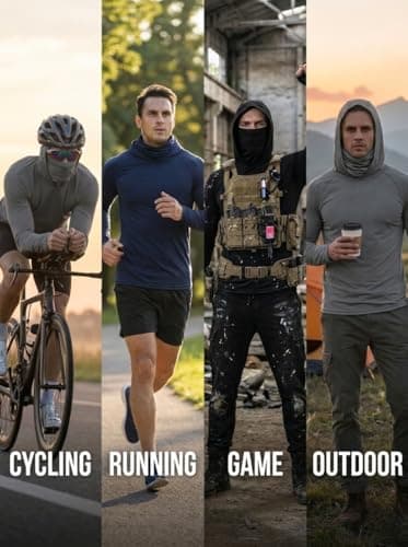 WishStone 3-Pack Men's UPF 50+ Sun Protection Hoodie with Mask - Long Sleeve Fishing Shirts Quick Dry Athletic Outdoor Work XL - Thumbnail 5