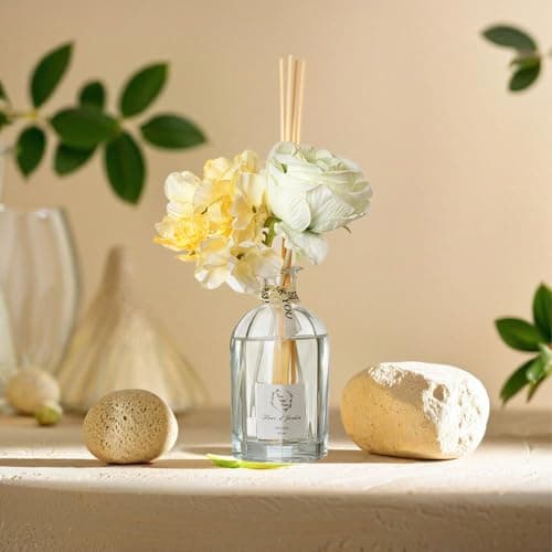 Reed Diffuser Set, Pretty Valley Home Dried Flowers Diffuser 120Ml / 4.05 fl OZ Gift Box - Includes Sticks, Long Lasting Fragrance Oil and Glass Bottle for Office Living Room Decor (Fleur d Jardin) - Thumbnail 6