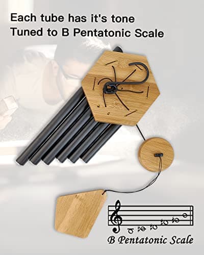 Wind Chimes 30 Inches Deep Tone Memorial Wind Chimes with Hook for Mother's Day/Housewarming/Christmas, Patio, Garden, Yard, Home Decor, Black - Thumbnail 4